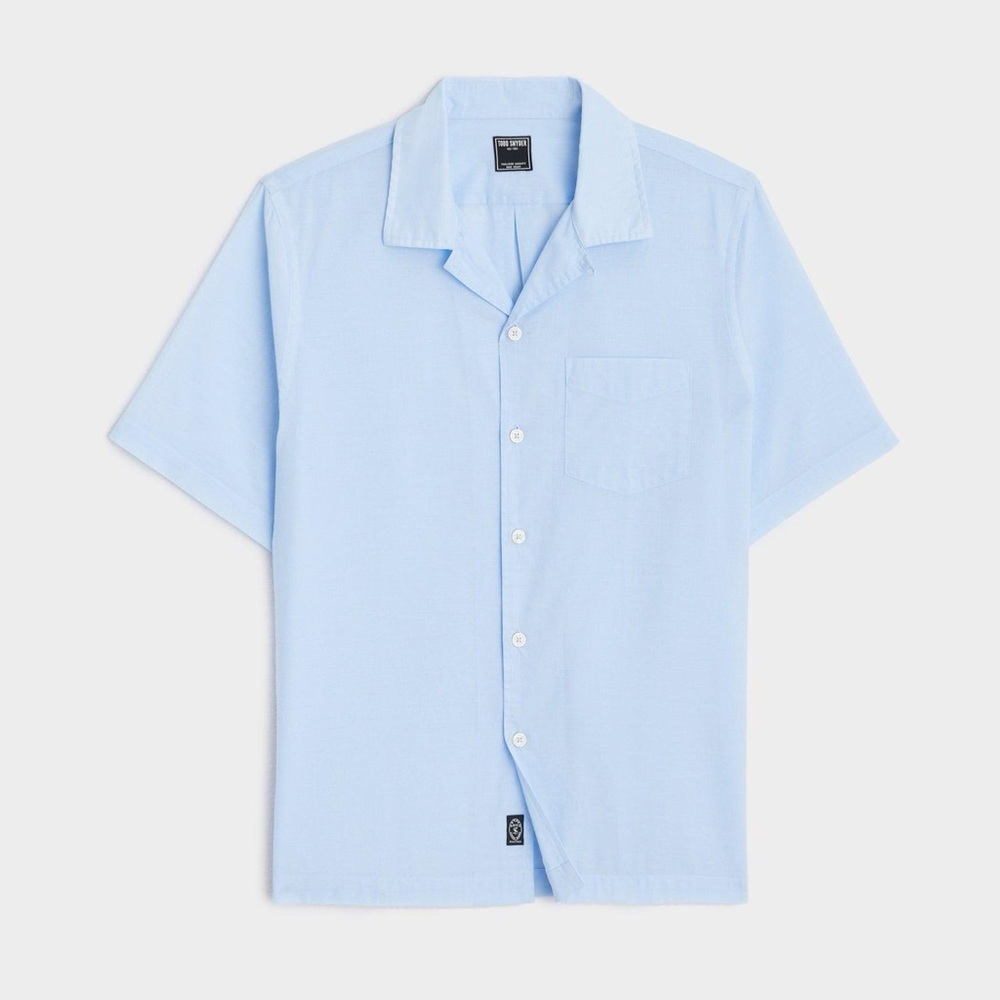Light Blue Short-Sleeve Camp Collar Shirt